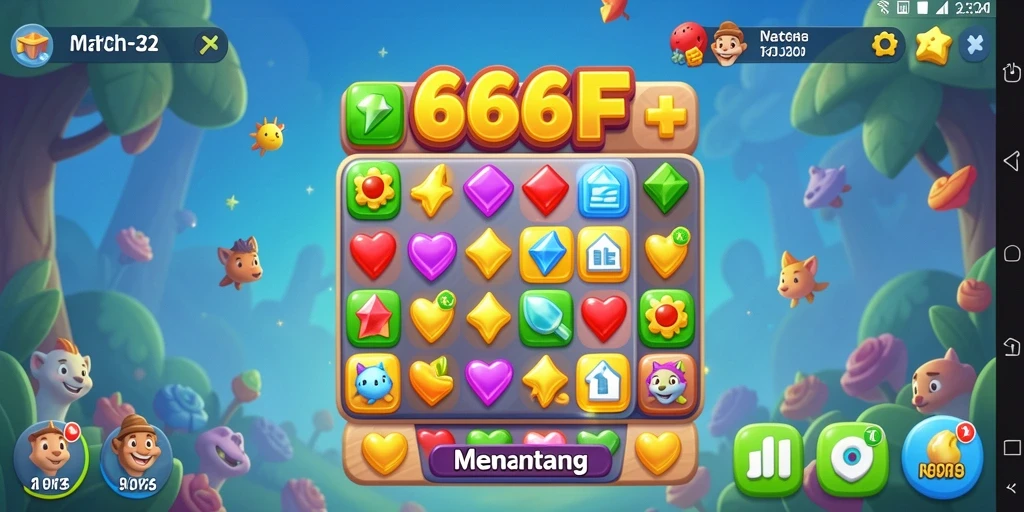 Screenshot gameplay 666F dengan level Match-3 yang menantang.