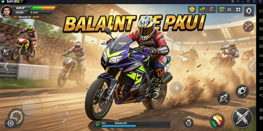 Gameplay seru dengan motor balap yang cepat dan trek yang menantang.