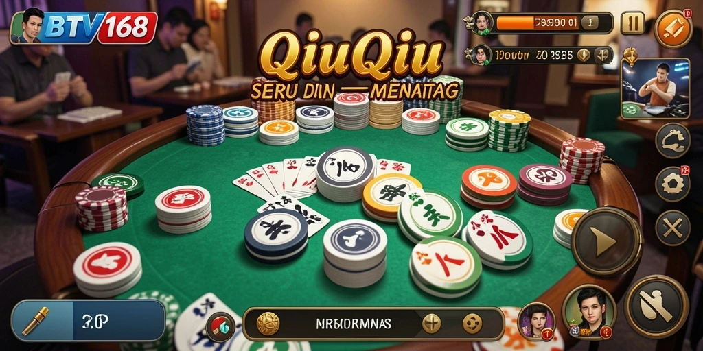 Tampilan gameplay seru saat bermain QiuQiu di BTV168.