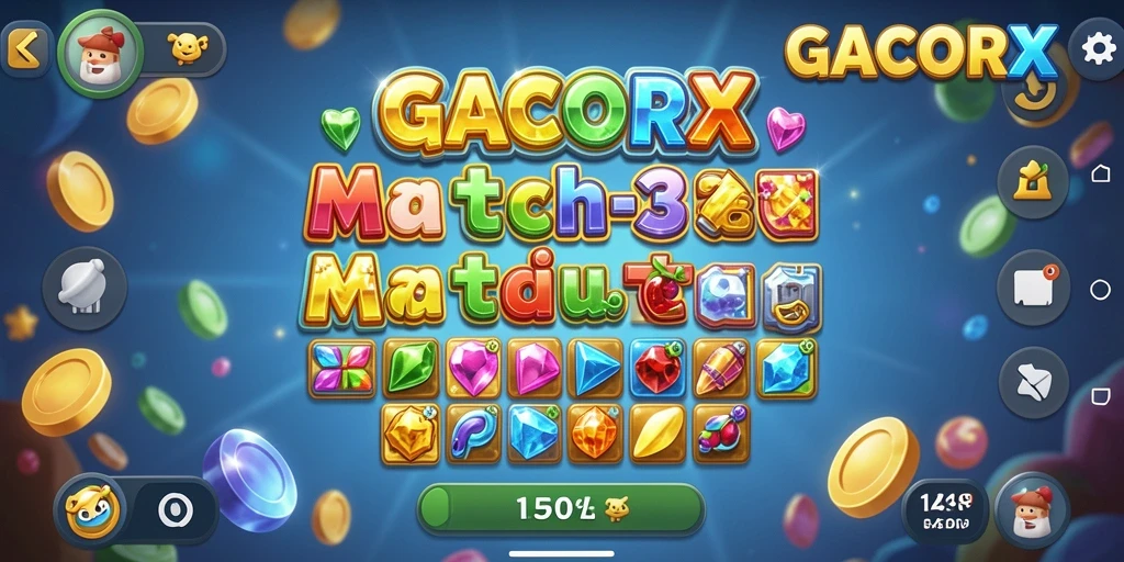 Screenshot GACORX menampilkan aksi seru permainan Match-3.