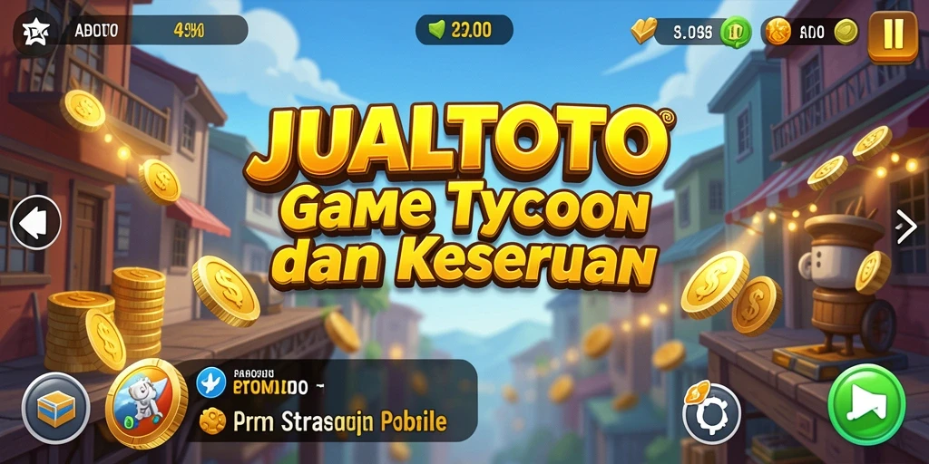 Screenshot gameplay JUALTOTO yang menunjukkan aktivitas bisnis yang dinamis.