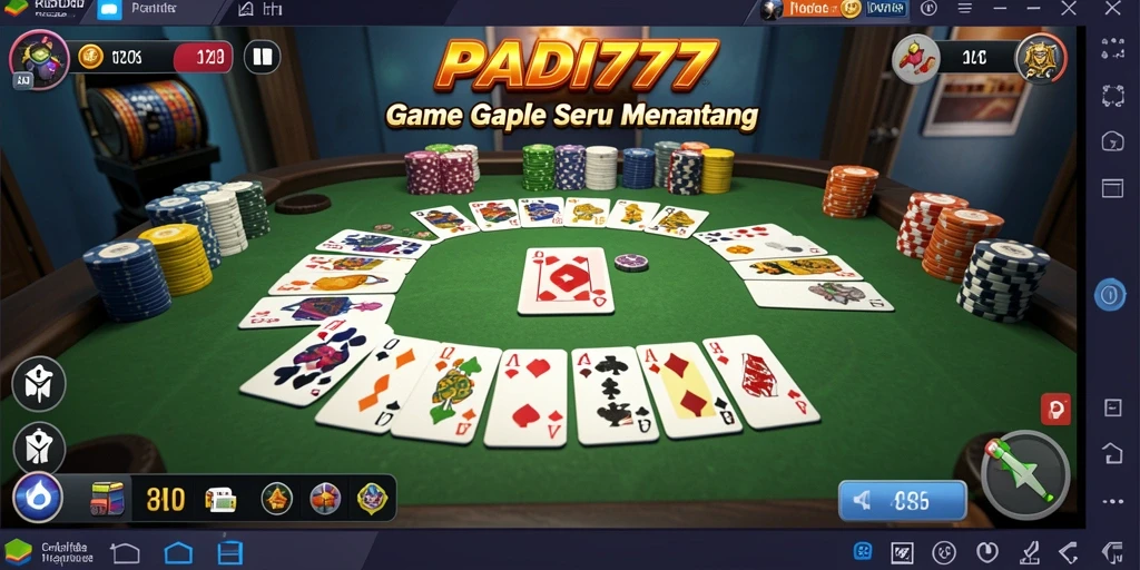 Screenshot utama PADI777 yang menampilkan gameplay Gaple yang seru.