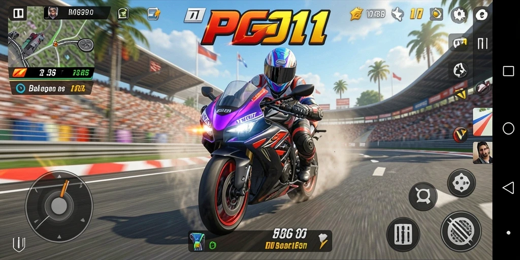 Tampilan menarik dari PG11 dengan aksi balapan motor yang menegangkan.