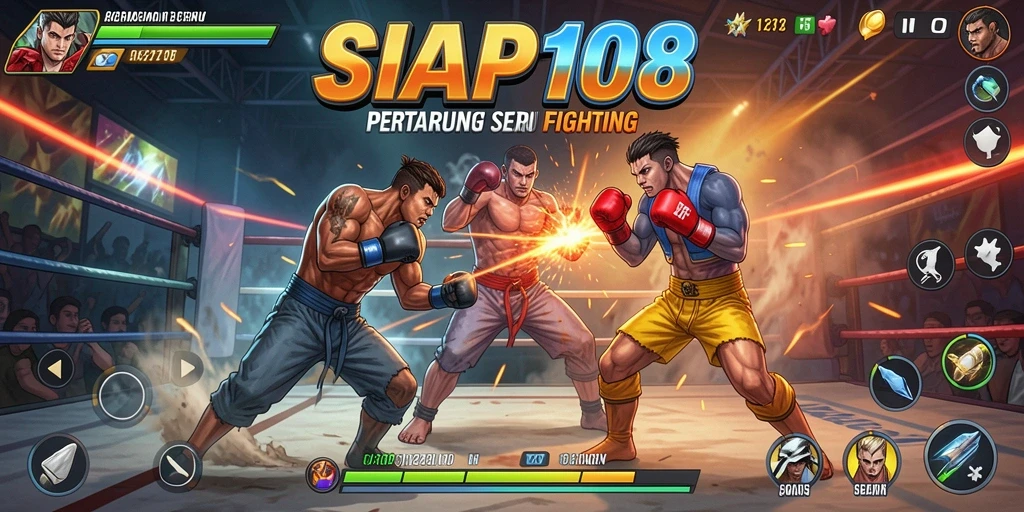 Tampilan layar pertarungan epik dalam SIAP108.