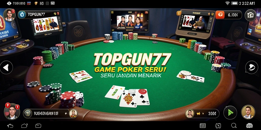 Screenshot gameplay TOPGUN77 menampilkan suasana permainan Poker yang mendebarkan.